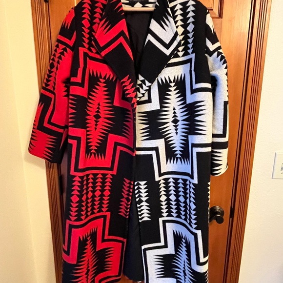 Rare Emme Studio Pendleton Red and Black Geometric Coat NWOT - Picture 14 of 16